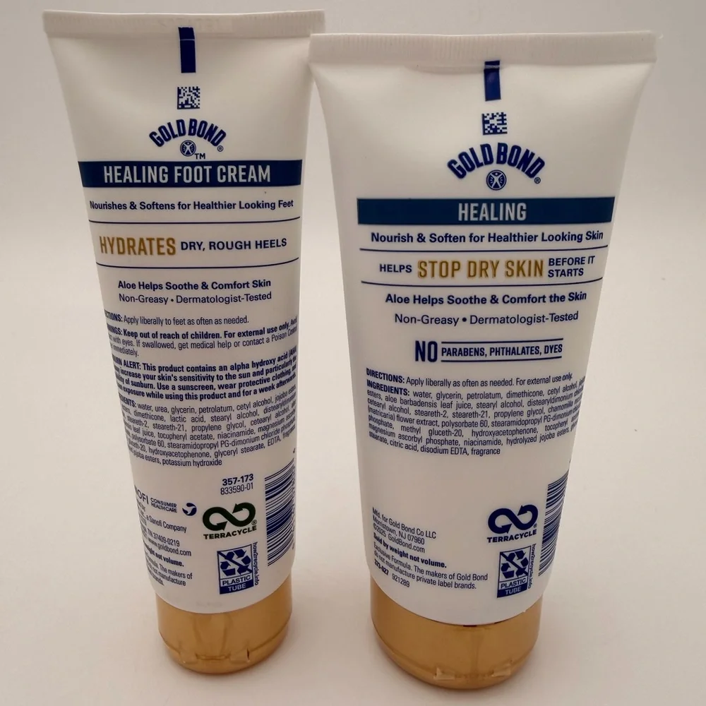 Gold Bond Healing Hydrating Foot and Body Cream with Aloe - White and Gold
